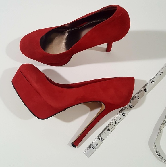 Bakers Shoes - Bakers Size 9 Red Suede Platform Heels Stiletto